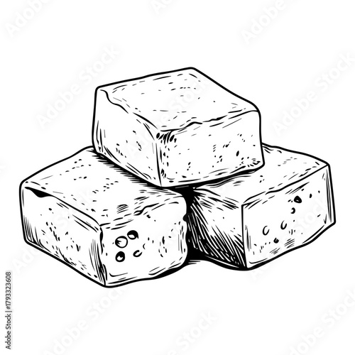 Hand Drawn Feta Cheese Sketch Illustration – Dairy Food Art