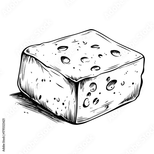 Hand Drawn Feta Cheese Sketch Illustration – Dairy Food Art