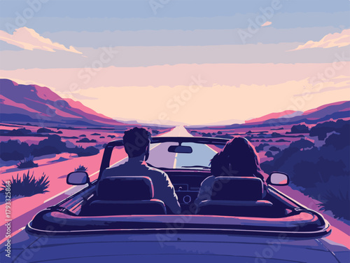 Couple road trip vector