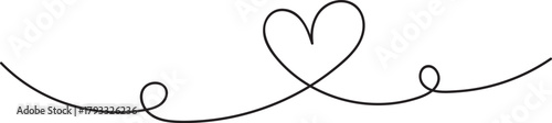 Minimalist Heart Line Art Single Continuous Stroke Heart with Elegant Swirls and Curves