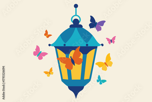 a vintage lantern is adorned with a vibrant array