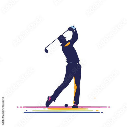 Golfer silhouette swinging vector illustration