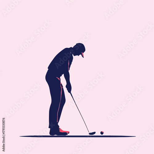 Golfer swinging vector illustration