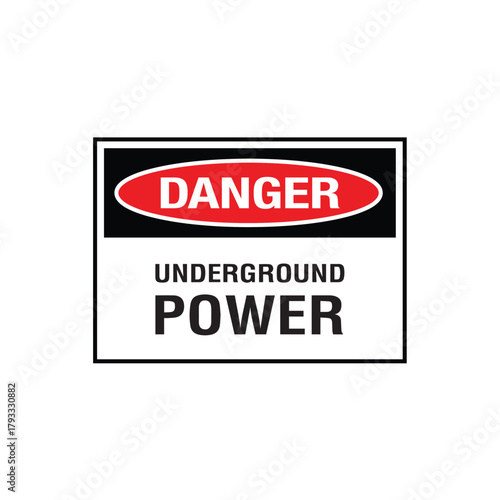 Danger Power Sign: Mandatory Warning Banner for Electrical Shock and Equipment Hazard