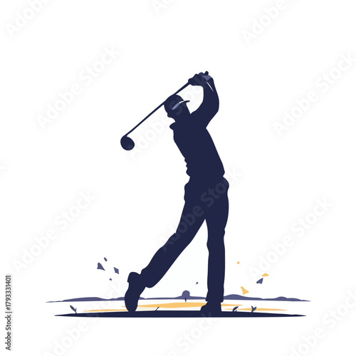 Golfer silhouette swinging vector illustration