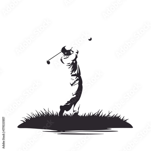 Golfer silhouette swinging vector illustration