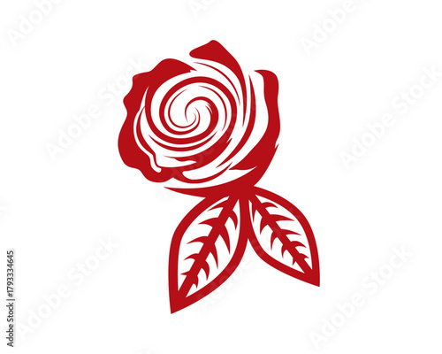 Simple Rose Flower Illustration visualized with Silhouette Style