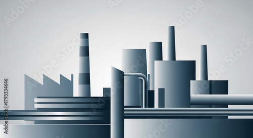 Industrial landscape with smokestacks and silos, representing heavy industry and manufacturing sector growth