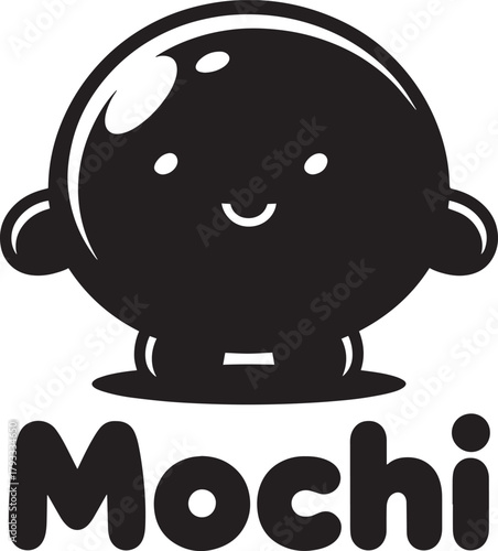 Glossy mochi sweet rice cake character mascot silhouette vector illustration cartoon style graphic design art.