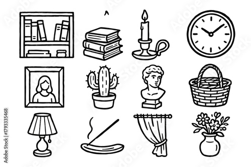 Books framed basket wicker lamp icons sculpture cozy stack icon home photo