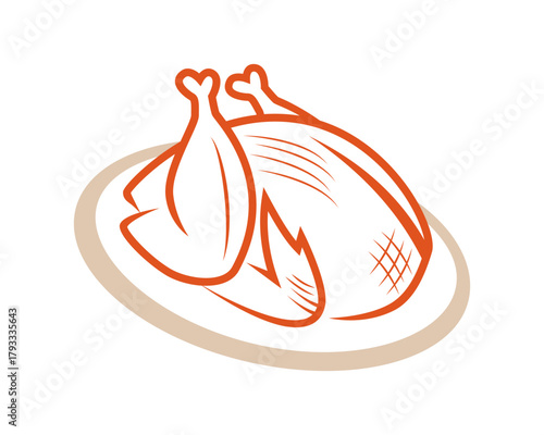 Turkey Meat on a Plate Illustration visualized with Silhouette Style