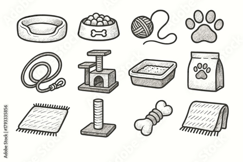 Mat litter cat cozy icons vector bag dog icon pet food