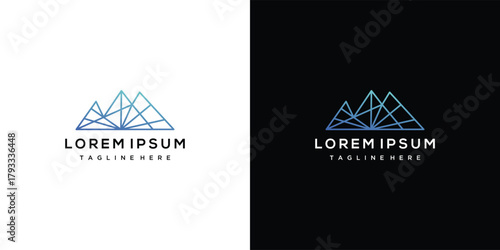 mountain logo vector icon illustration. mountain logo design template elements created with rocks forming a mountain	