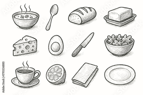 Knife food icon bowl vector butter slice wedge modern cheese salad loaf