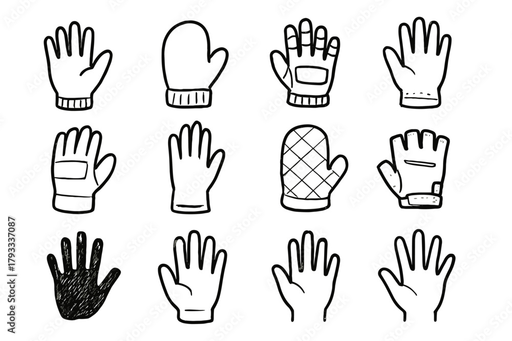 Fototapeta premium Icon mitt fingerless cycling vector icons mitten hand oven outline glove work