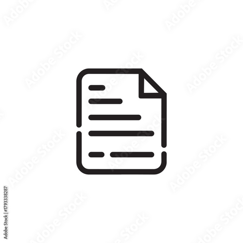 Simple black line icon of a document or paper, representing information and data