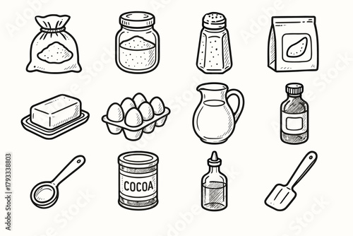 Tools bottle sugar vector dish jug yeast butter s baker icon vanilla