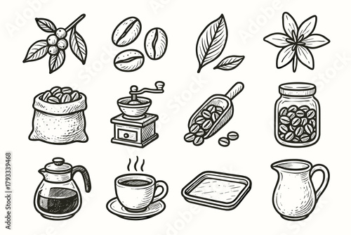 Pot scoop leaf break flower sack branch coffee vector cup icon icons