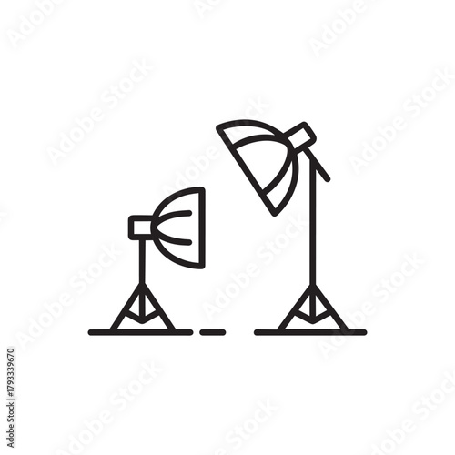 Two studio lighting equipment stands with softbox diffusers, representing photography, videography, and production