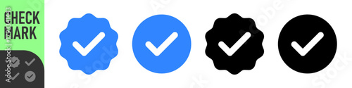 Verified badge icon tick symbol vector approved check mark icon. set of checkmark icons. for approval, verification, and success designs 