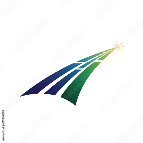 Abstract Forward Trajectory Road Logo, Isolated on White Background