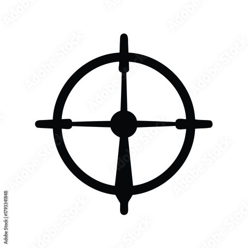Simple black and white crosshair or sight icon design with bold lines