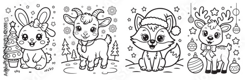Christmas Animals Coloring Pages