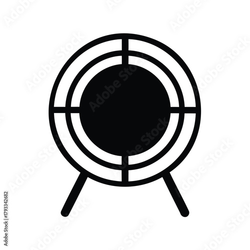 Black and white target practice icon with circular and linear design