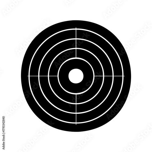 Black and white target with concentric circles for aiming practice game