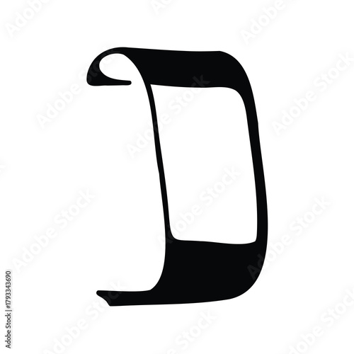 Stylized vector illustration of the Hebrew letter Bet in black on white