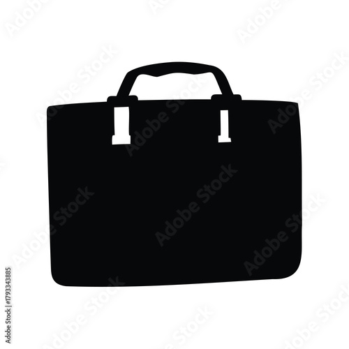 Simple silhouette of a briefcase with handle, classic business accessory