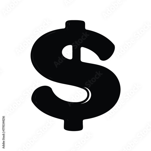 Bold Dollar Sign Illustration Isolated on White Background Finance and Economy Concept
