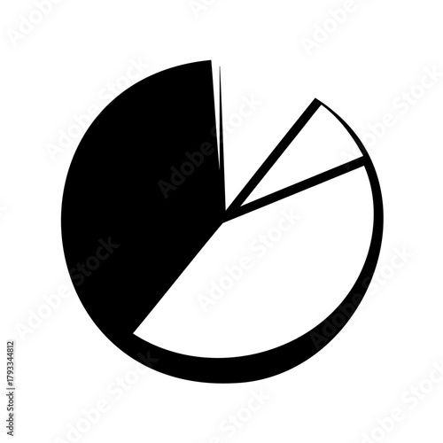 Black and White Pie Chart Illustrating Statistical Data and Proportions