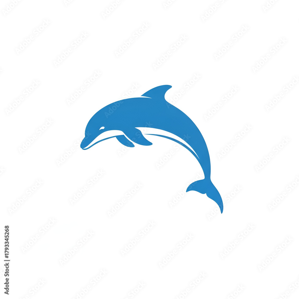 Fototapeta premium Blue Dolphin Jumping Logo Isolated on White Background Vector Icon