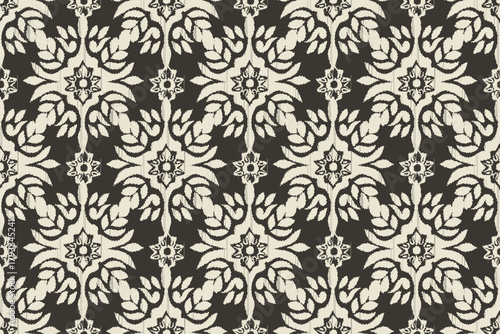 Seamless ethnic Ikat pattern in tribal, folk embroidery, and Mexican style Aztec geometry for Graphic Arts, Carpet Design, Wallpaper, Wrapping, and Clothing.