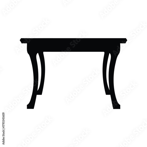 Silhouette of a classic style table with decorative legs in black