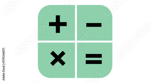Simple math symbols displayed on a light green square background