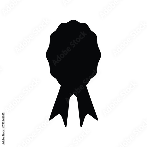 Elegant black rosette ribbon emblem, symbol of recognition, achievement, and appreciation