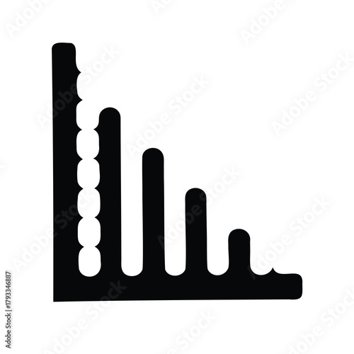 Stylized graph icon showing a decreasing trend of bar heights in black