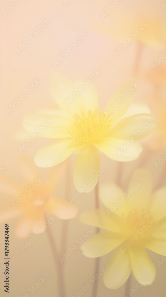 Naklejka premium Blurred gradient illustration yellow flowers backgrounds blossom nature.