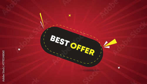 best offer vector art web banner template design label badge abstract background yellow black gray white bold text dark red light sun shine shapes business style graphic creative advertising layout sa