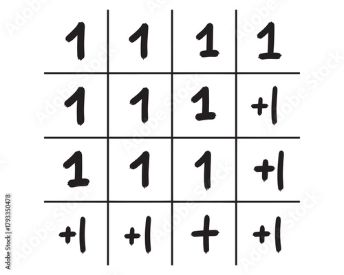 Hand Drawn Grid Tic Tac Toe Symbols Numbers Abstract
