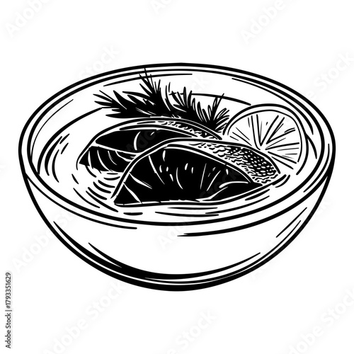 Hand Drawn Finnish Salmon Soup Sketch Illustration – Traditional Seafood Art