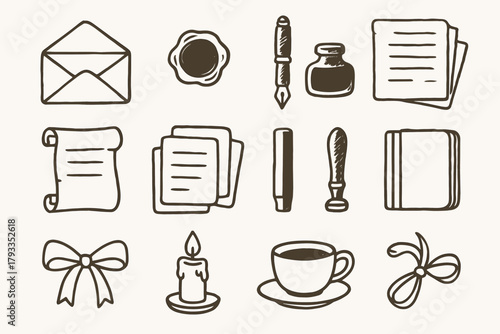 Stick seal icon ink open icons vector cup writing stamp pen opener