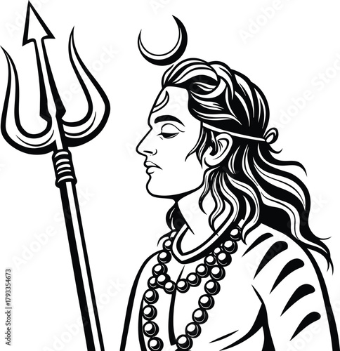 Black And White Shiva Illustration