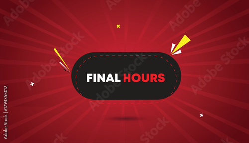 Final Hours web banner vector art template design badge icon label black gray red white bold text dark red light sun shine abstract shapes background business creative modern bright elements layout