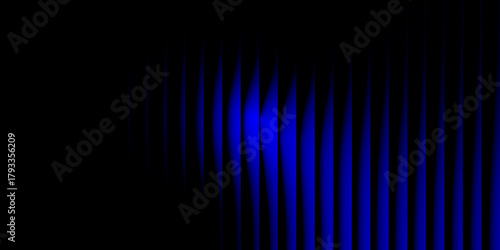 Abstract blue vertical lines on black background with glitch effect