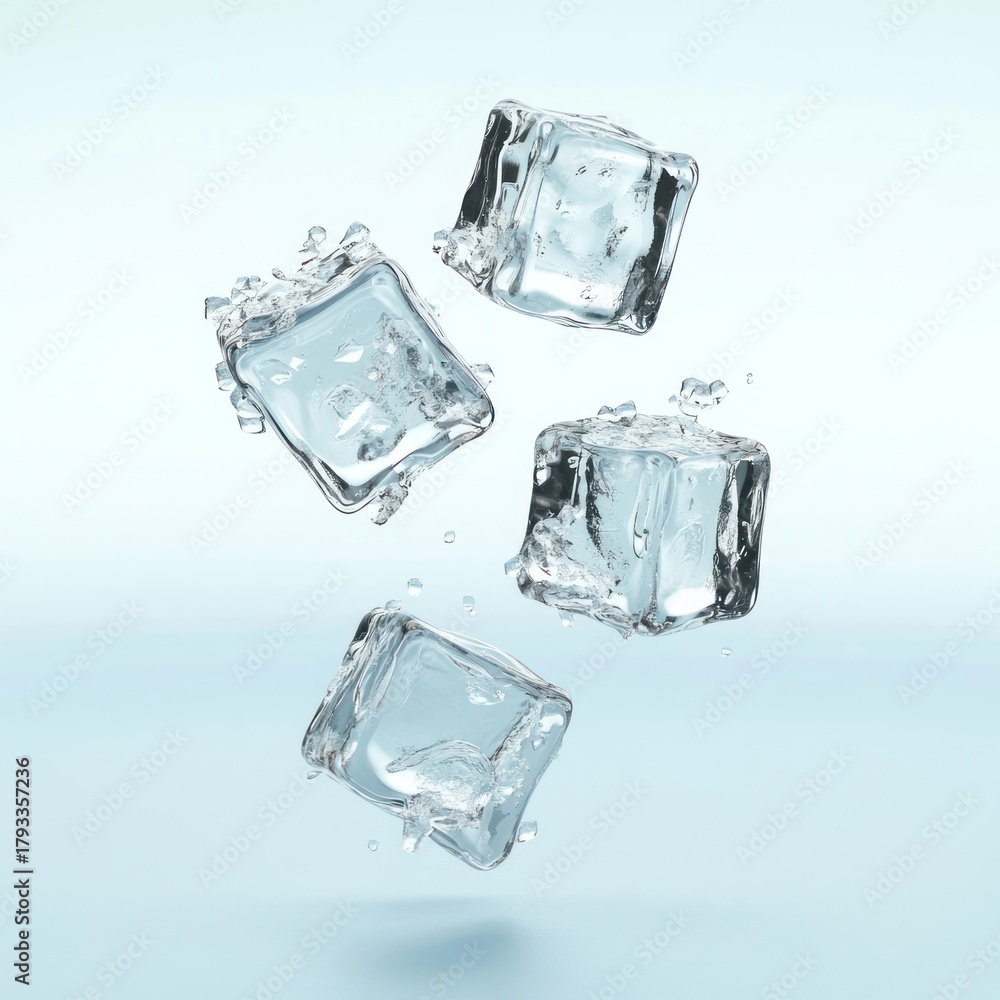 Obraz premium Four ice cubes floating floating ice cubes accessories.