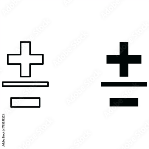 Plus or minus sign in black and white mathematics symbol