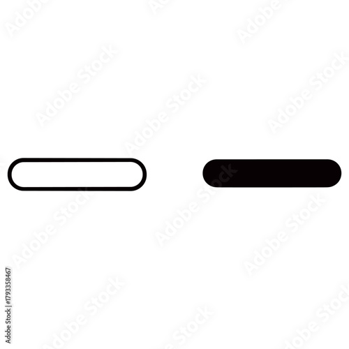 Minus icon in outline and glyph style for web design